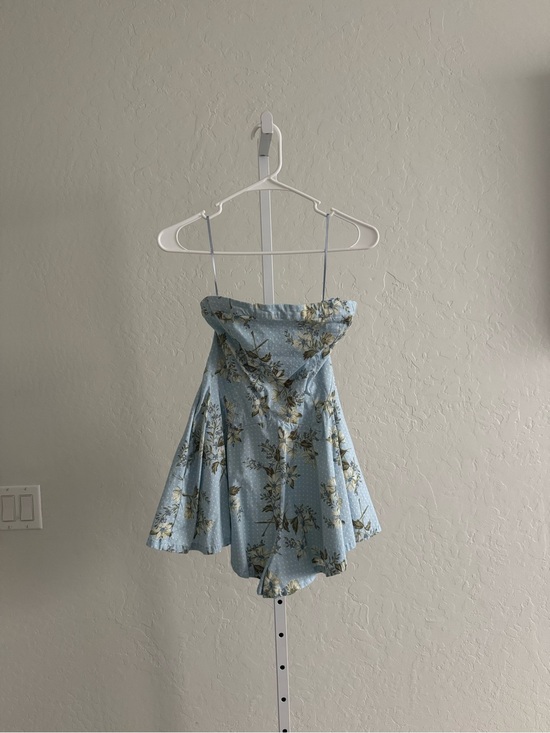 Free People Dresses & Skirts - Free People Light Blue Floral Strapless Mini Dress